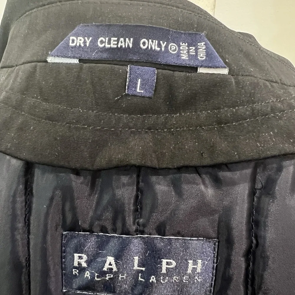 Ralph Lauren Trench OverCoat Mens Large Removable‎ Lining Rain Coat Black  Large